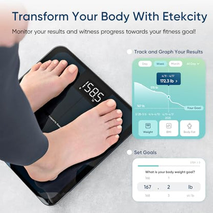 Etekcity Digital Bathroom Scale ESF-551 High Precision Floor Scale 400lb Capacity LED Display Tempered Glass