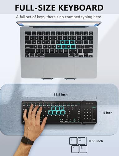 Nillkin Foldable Bluetooth Keyboard with Trackpad - Portable QWERTY Keyboard for Tablets and Laptops, USB Powered, 64 Keys, Triple Device Support, Black