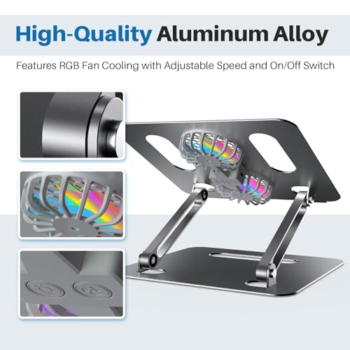 YICOSUN 10-16 Inch Portable Laptop Stand Adjustable Height Aluminum Alloy Gray