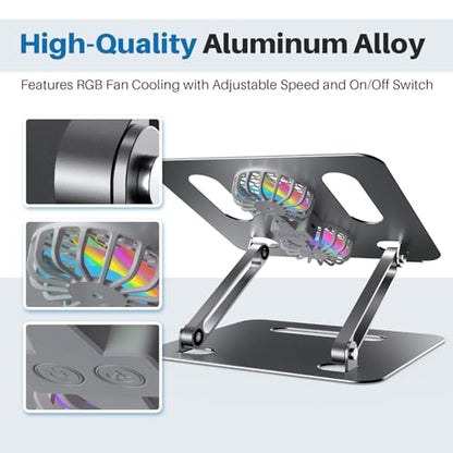 YICOSUN 10-16 Inch Portable Laptop Stand Adjustable Height Aluminum Alloy Gray