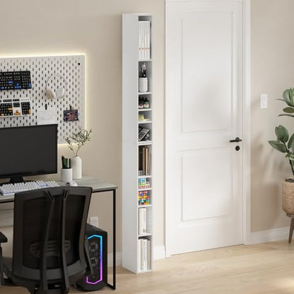 Furinno FULDA 10-Tier Shelf Bookcase 24384WH 5.91" Width 9.25" Depth 78.74" Height Rectangular