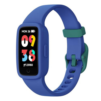 BIGGERFIVE 0.95 Inches KR05 Optical & Accelerometer Fitness Tracker, 240 Hours Lithium-Ion Battery, Blue