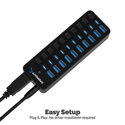 SABRENT 10-Port USB 3.0 Hub Model HB-BU10 Data Transfer Rate 5Gbps USB Ports 10