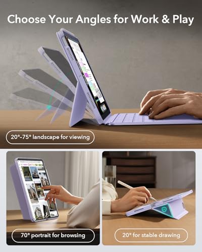 ESR Magnetic Detachable Keyboard Case for iPad Air 11 Inch (M4/M3/M2) and Air 5th/4th Gen - Purple