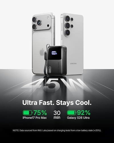 INIU 10000mAh Portable Charger P50 USB Type C & A Fast Charging