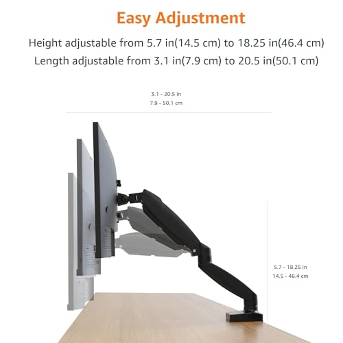 Amazon Basics 15-27 inch Gas Spring Monitor Arm DS-MADSBE Tabletop Mount, Swivel
