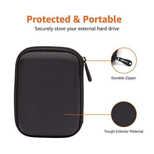 Amazon Basics 5.3 x 3.5 x 1.2 inches Black Plastic Carrying Case for External Hard Drives