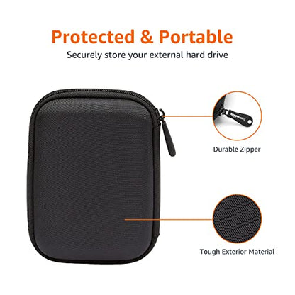 Amazon Basics 5.3 x 3.5 x 1.2 inches Black Plastic Carrying Case for External Hard Drives