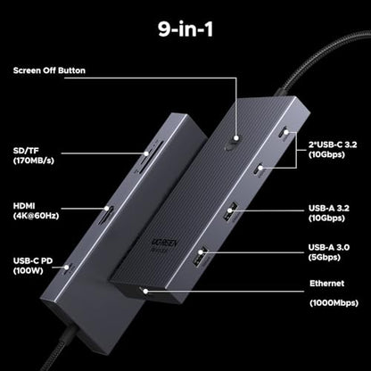UGREEN 9 Port USB C Hub 4K HDMI Gigabit Ethernet 100W Power Delivery 75028