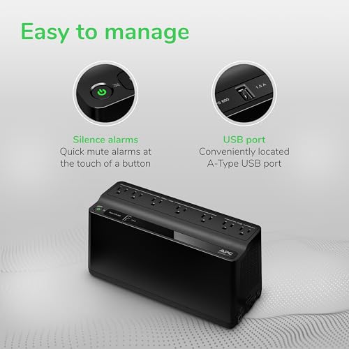 APC BE600M1 Uninterruptible Power Supply UPS 600VA 330W 120V 60Hz Compact