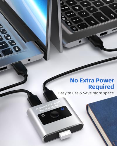 Jancane Aluminum USB 3.0 Switch U102-A 5Gbps Bi-Directional 2-1 Sharing Peripheral Device