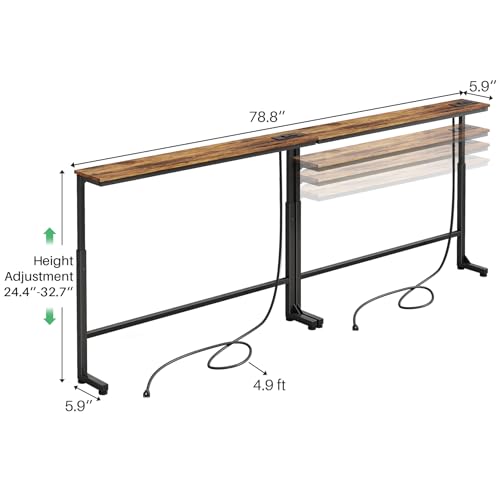 Kitstorack 2-Pack 78.8" Console Table ZXGZ-303 Adjustable Height & Power Outlets