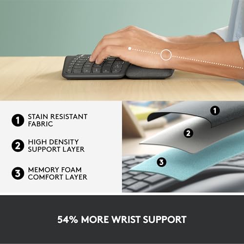 Logitech Ergo K860 105-Key Wireless Split Keyboard QWERTY Bluetooth USB Compatible with Windows and Mac