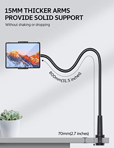 SHAWE 80cm US-Gooseneck Tablet Holder Adjustable Tabletop Flexible Mount Black