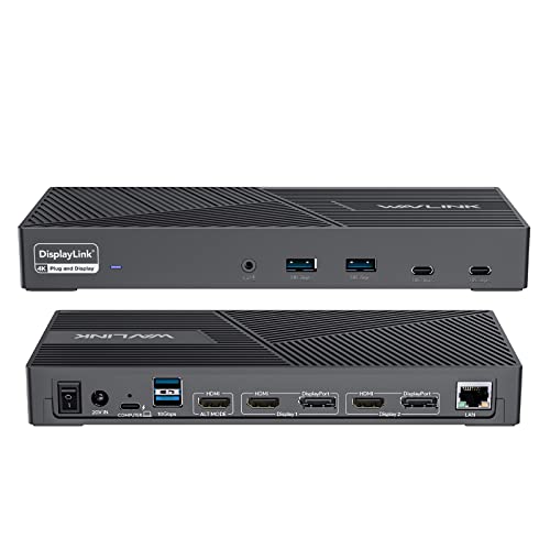 WAVLINK WL-UG69PD25PRO-US Triple Monitor Docking Station 4K@60Hz DisplayPort USB C