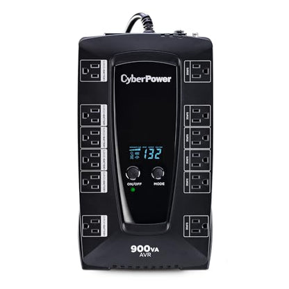 CyberPower 900VA/480W AVRG900LCD UPS System with 12 Outlets and AVR