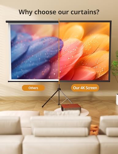HYZ 100" NB-HP007 Projector Screen Tripod Mount 160° Viewing Angle Manual Metal White