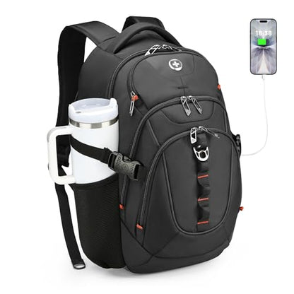 Swissdigital Black Laptop Backpack for Adults, Model SD803-01, Fits 15.6" Devices, 31L Capacity