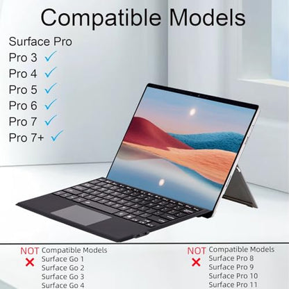 Zoof 12.3 inch Surface Pro Keyboard Wireless Bluetooth Type Cover Black