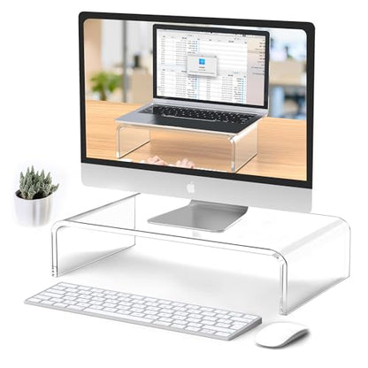 Beimu 12.5in Acrylic Monitor Stand 1 Tier Ergonomic Design