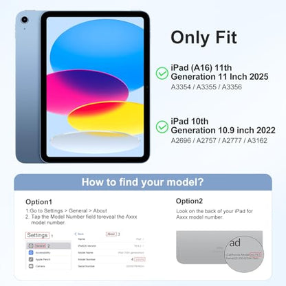Mastten 11 Inch iPad A16 Case with Screen Protector 2025, 10.9 Inch iPad 10th Generation Case 2022, Navy Blue