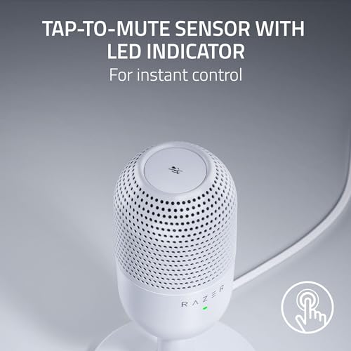Razer 3.59x3.59x6.38 inches Seiren V3 Mini USB Microphone - Supercardioid Polar Pattern - Condenser - 20Hz-20KHz Frequency Response - 78dB SNR - 1 Channel - White