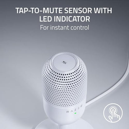 Razer 3.59x3.59x6.38 inches Seiren V3 Mini USB Microphone - Supercardioid Polar Pattern - Condenser - 20Hz-20KHz Frequency Response - 78dB SNR - 1 Channel - White