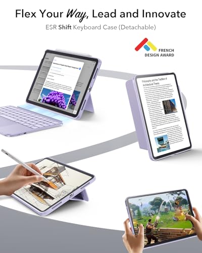 ESR Magnetic Detachable Keyboard Case for iPad Air 11 Inch (M4/M3/M2) and Air 5th/4th Gen - Purple