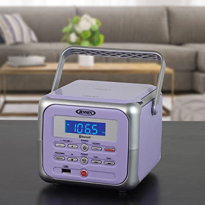 Jensen CD-660 120W Stereo Portable CD Player with Bluetooth Audio Connectivity (Lilac Purple)
