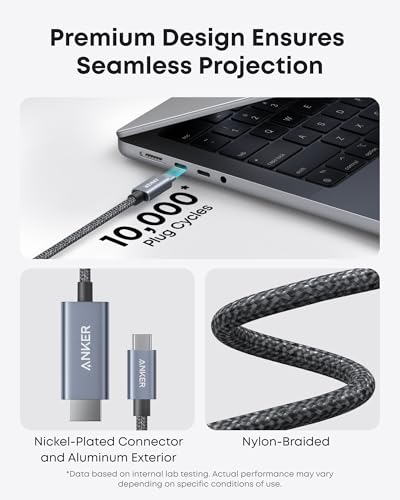 Anker 6 Feet A87E0 4K HDMI USB-C Male-to-Male 60 Hz Cable