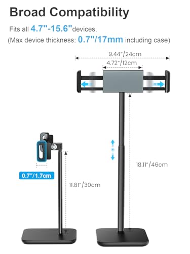 Tounee 1.6kg TS2 Adjustable Tablet Stand, Compatible with Devices up to 15.6", Ergonomic Design, Tabletop Mount