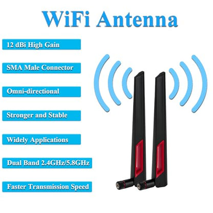 Stemedu 2pcs 12dBi Dual Band WiFi Antenna for Wireless Applications
