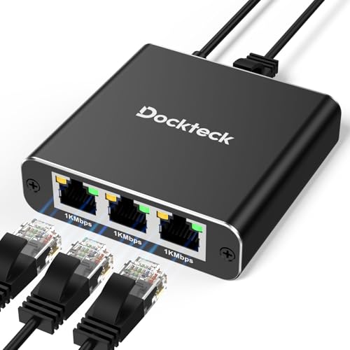 dockteck Ethernet Splitter 1 to 3 1000Mbps USB Powered RJ45 Network Adapter