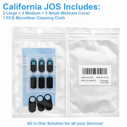 California JOS 9 Pack (3 Large + 3 Medium + 3 Small) 0.03 inch Webcam Cover Slide Privacy Blocker