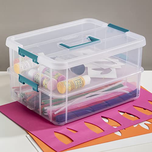 Sterilite 10.75" x 14.37" x 7.64" 2 Liter 2-Compartment Storage Container Model 1427CLR