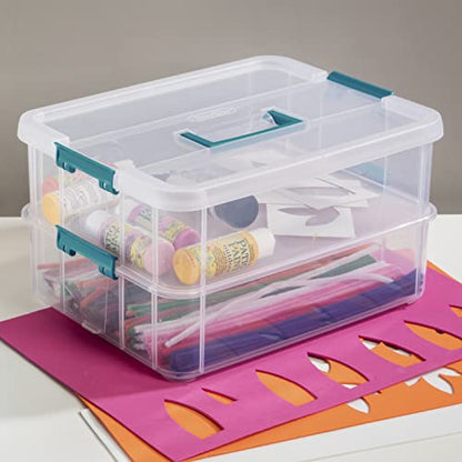 Sterilite 10.75" x 14.37" x 7.64" 2 Liter 2-Compartment Storage Container Model 1427CLR