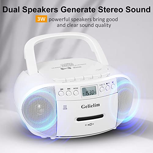 Gelielim Portable CD/Cassette Player BT-9224MU 3W Dual Speaker