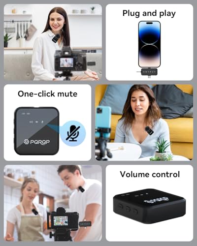 PQRQP Wireless Lavalier Microphone GT19 USB-C/3.5 mm Jack/Lightning Omnidirectional