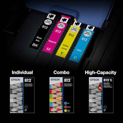 Epson 812 T812XL-BCS High Capacity Ink Cartridge Combo, Black and Color - Compatible with WF-7310, WF-7820, WF-7840, EC-C7000