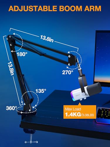 SUNMON Mic Boom Arm 1 Count with Table Mounting Clamp and Screw Adapter