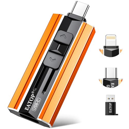 EATOP 512GB EAUSB001 Dual USB Connector Flash Drive, USB Connectivity, Orange