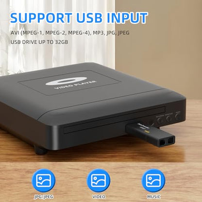 Toborher Mini HD DVD Player DVD-USV9 1080P Region Free HDMI RCA