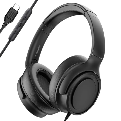 ADOOPE Over-Ear Headphones AD1000 USB Type C Wired Noise Isolation Black