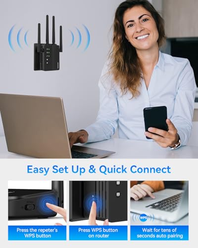 GEYILO 1200Mbps Dual Band 5GHz WiFi Extender WD-R1206U
