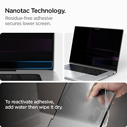 Spigen 16 inch AFL06157 Privacy Filter 9H Hardness Water Resistant Tempered Glass Screen Protector
