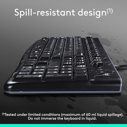 Logitech K120 Full Size Wired Keyboard 104 Keys Spill-Resistant USB