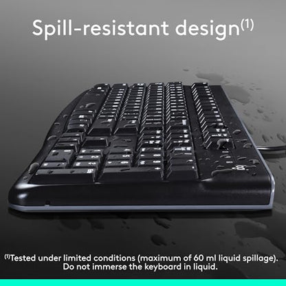 Logitech K120 Full Size Wired Keyboard 104 Keys Spill-Resistant USB