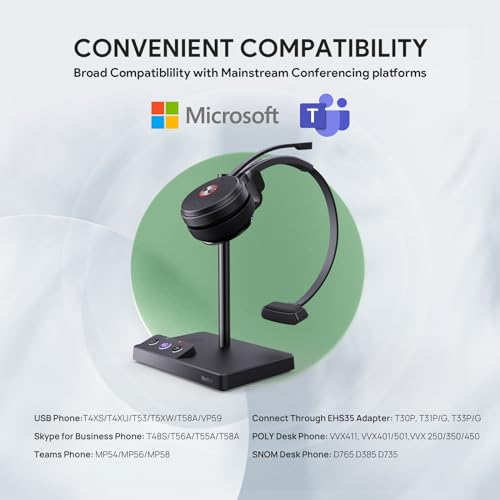 Yealink WH62 Mono YEALINK-WH62-TEAMS Wireless Headset DECT 6.0 No Jack Outer Headphone