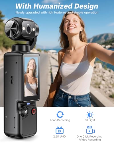 W & O 5.35" Q7 1072p Handheld Video Camera with 180° Rotating Lens