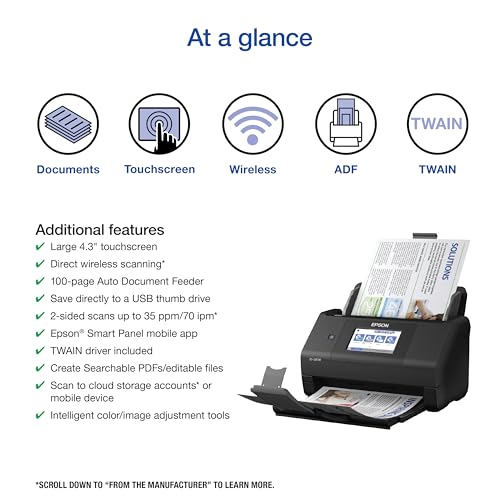 Epson WorkForce ES-580W 300 dpi Document Scanner